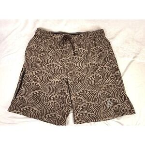 Gerry Wave Print Swim Trunks Board Shorts Brown Beige Large Surf‎ Drawstring
